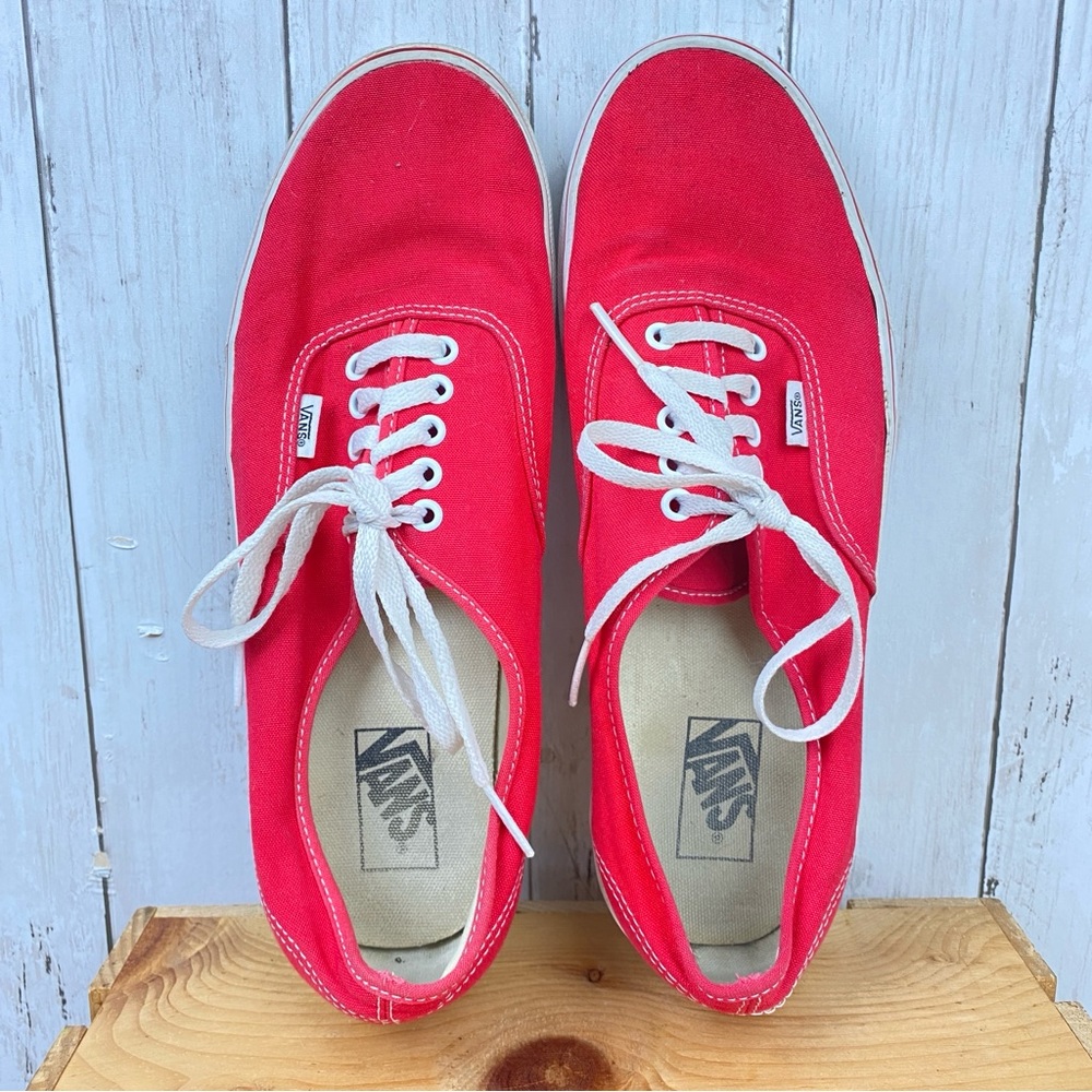 Van’s Men Skate Canvas Lace Up Sneakers Skate Shoes Red White Size 12